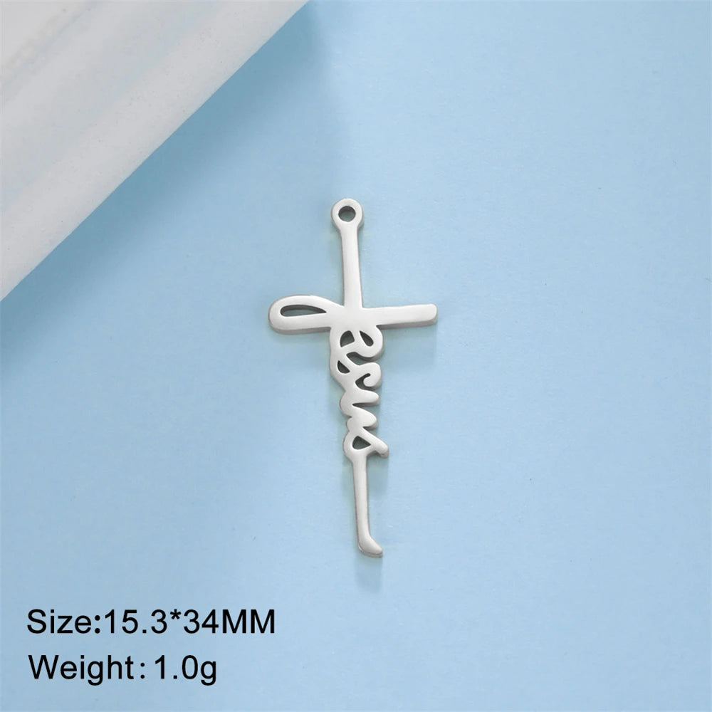 Wholesale Stainless Steel Tree-Shaped Crosses Charms For Jewelry Making Diy Necklace Earrings Pendants Accessories 34x56mm