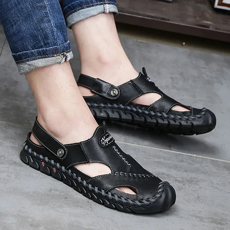 Genuine Leather Sandals Men's Comfortable Slipper Summer Man Sandals 2024 Trending Man's Leather Sandal Designer Men's Shoes