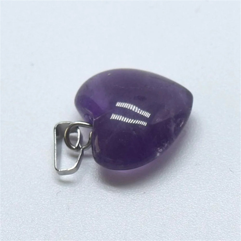 1.5cm Boutique Natural Stone Jade Heart Heart Shaped Necklace Pendant Personalized Agate Pendant Heart Shaped Buckle Jewelry