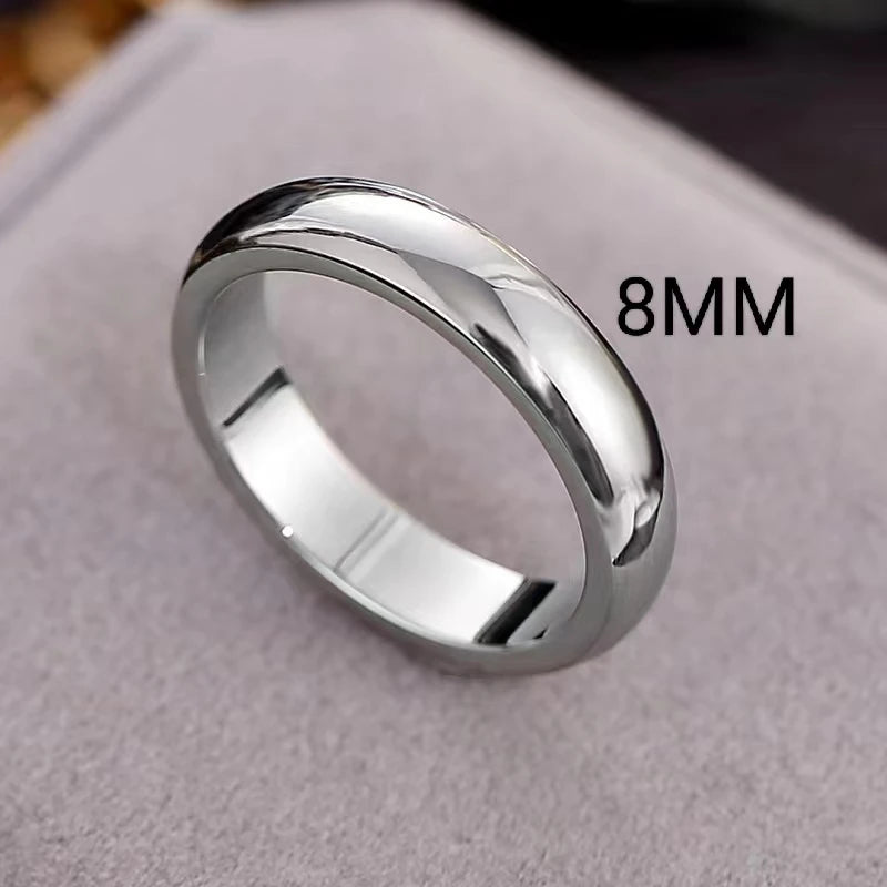Classic 18K Gold Plated Couple Rings Wedding Engagement Minimalist Simple Smooth Stainless Steel Ring for Women and Men Jewelry