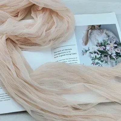 INS Wrinkled Tulle Cloth 1.2mx3m Ruffled Mesh Fabric Flower Shop Photo Background Cloth Wedding Decor Birthday Party Decorations