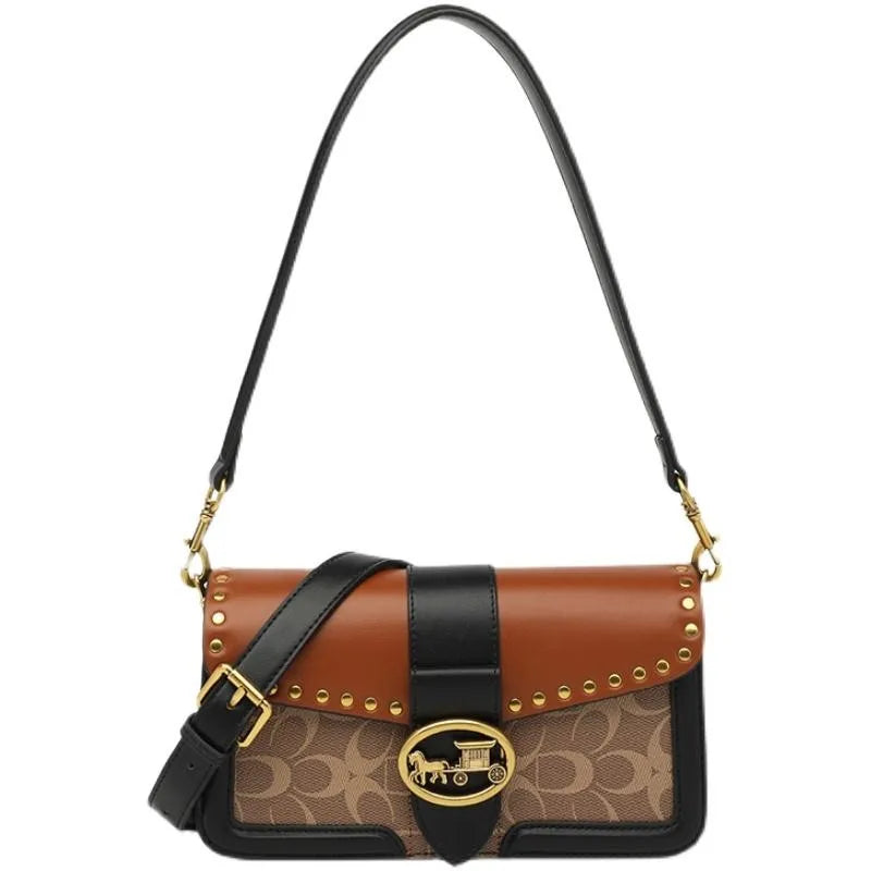 Women's Bag 2025 New Retro Underarm Bag High end Light Luxury Printed One Shoulder Handbag Contrast Color Minimalist Fashion