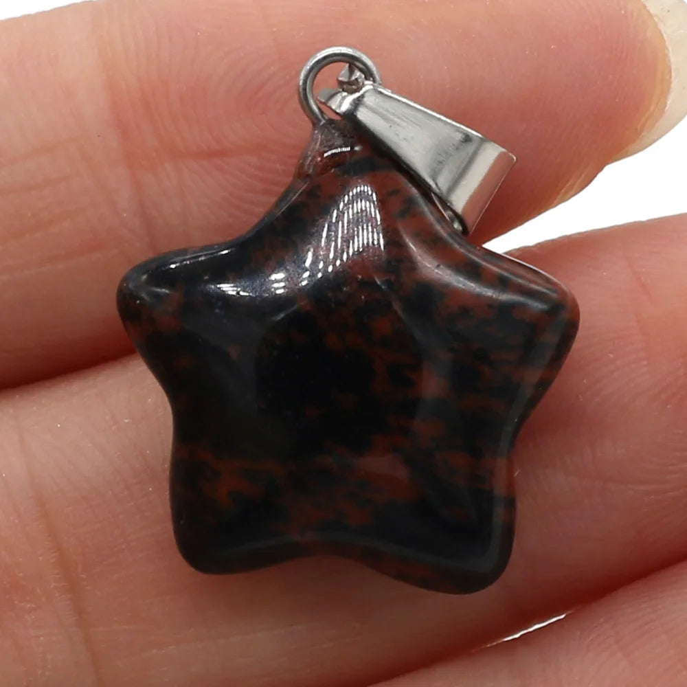 Natural Stone Pendant Rose Quartzs Agate Unakite Pentagram Shape Charms For Making DIY Jewelry Necklace Bracelet Size 20x20mm