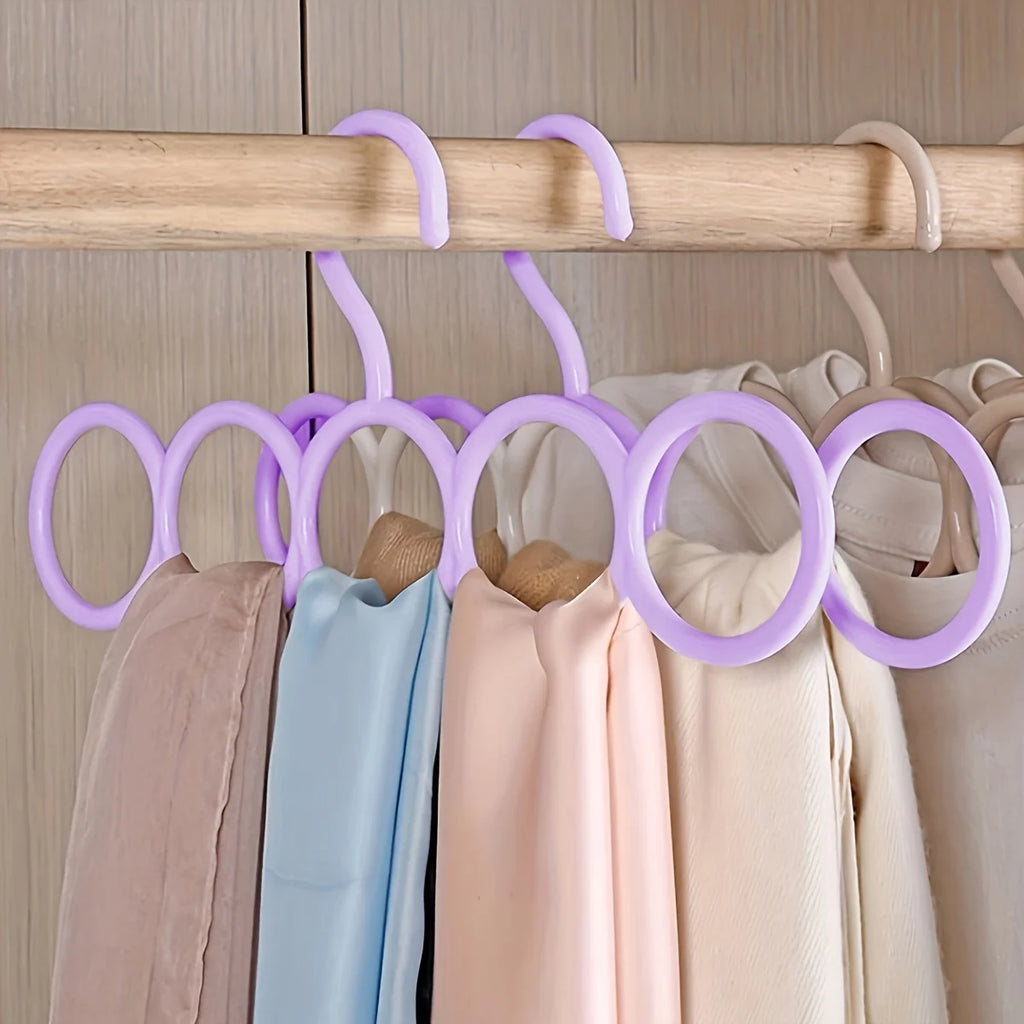 1pc/3pcs/5pcs Five-Ring Storage Hanger, Multifunctional Clothes Scarves , Save Space Closet Organizer For Home And Dorm