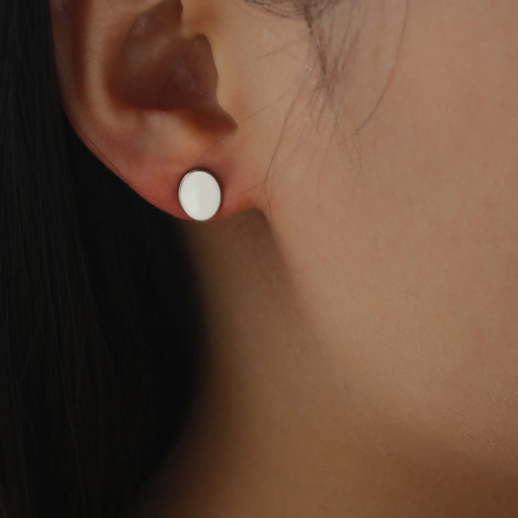 Skyrim Heart Stud Earrings Women Girls Stainless Steel Rectangle Oval Triangle Geometric Earring Minimalist Trend Jewelry Gifts