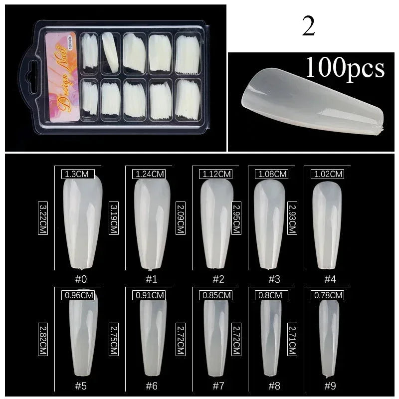100pcs/box Natural Transparent Seamless Fake Nails Full Coverage False Nails Tips Short T-shaped Full Cover Tips For Nails