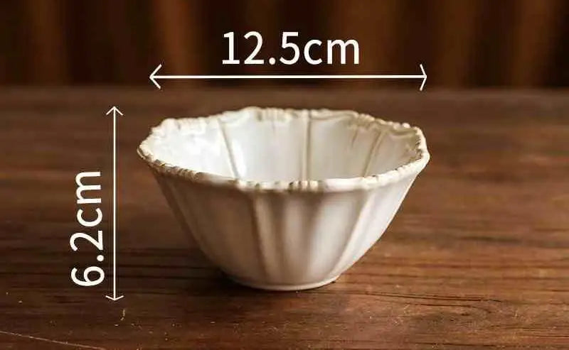 Vintage Ceramic Tableware Set Household Relief Pattern Breakfast Soup Bowl Restaurant High Quality Western Dessert Plates