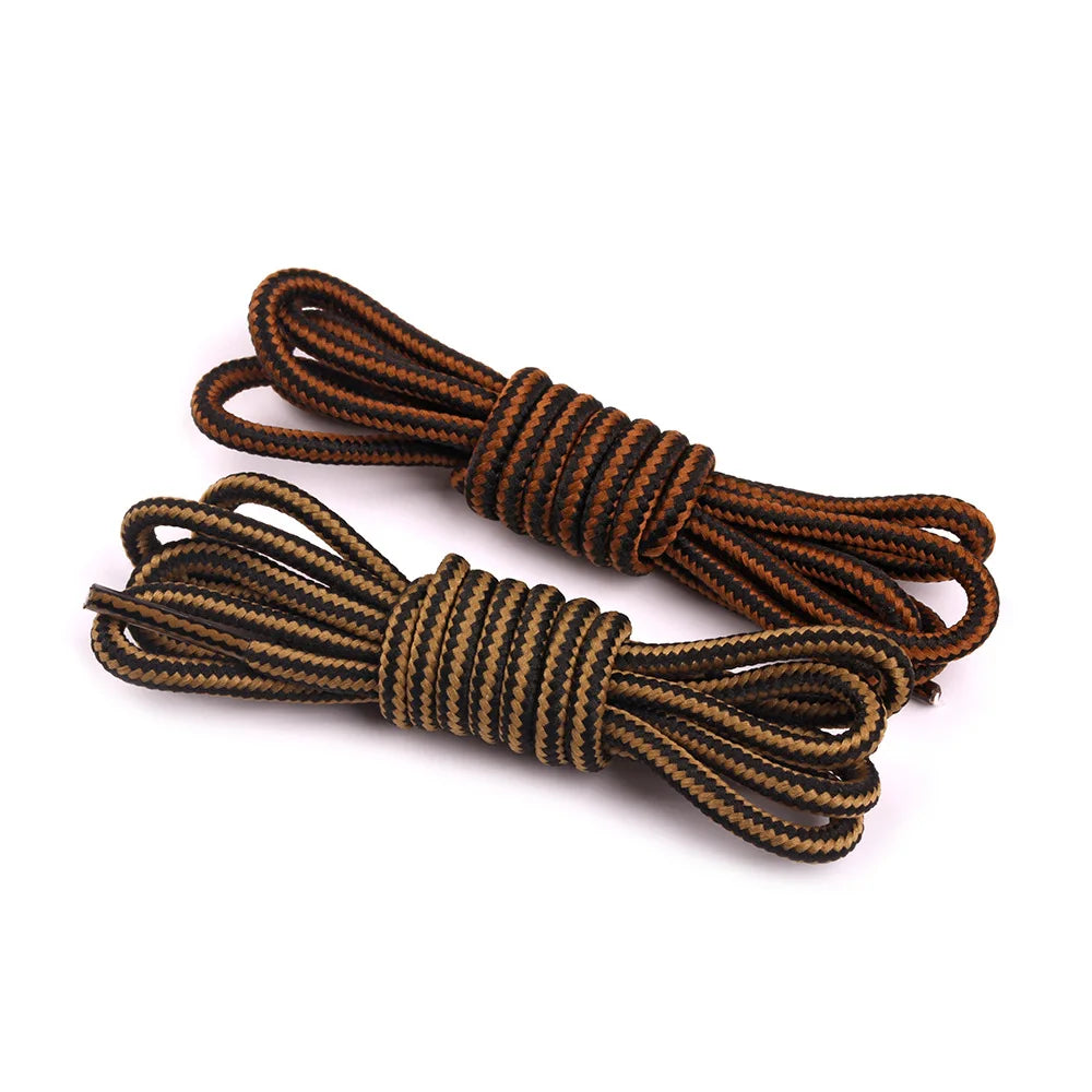 1 Pair 4mm Two-color Striped Round Color Polyester Shoelaces For Work Shoes Martin Boots Leather Boots Shoe Laces 100/120/150CM