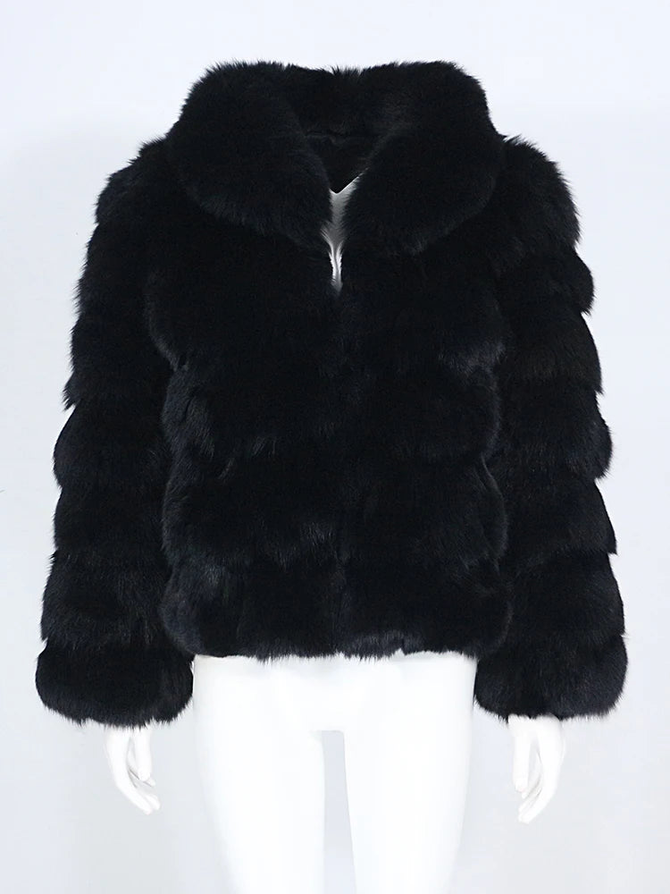 MENINA 2025 Winter Jacket Women Real Fox Fur Coat  Natural Fox Fur Collar Outerwear Thick Warm Sleeve Fashion Streetwear