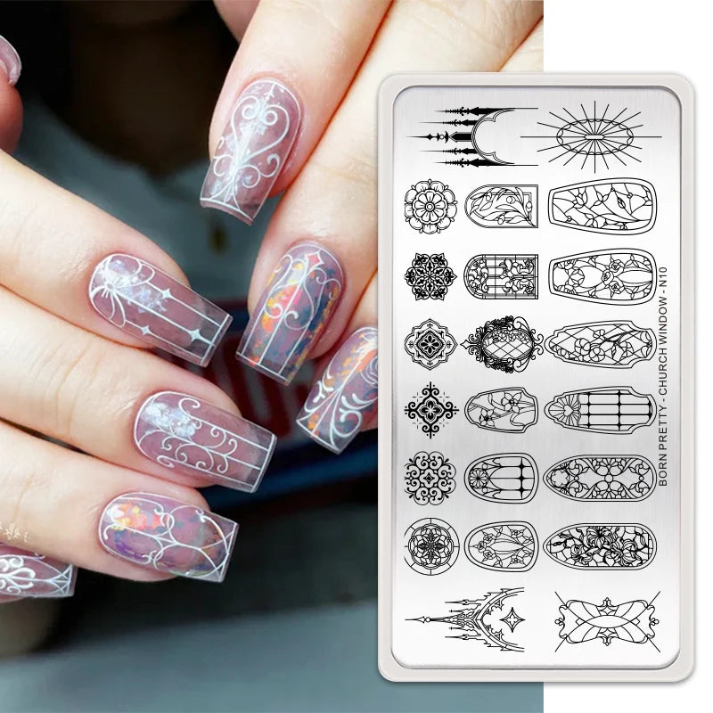 BORN PRETTY Stamping Plates Nail Art Templates Flower Natural Animal French Tips  DIY Nail Design Image Stencil Tool Manicure