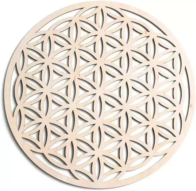 1PCS Chakra Flower of life Natural Symbol Wood Round Edge Circles Carved Coaster For Stone Crystal Set DIY Decor Mats Pads
