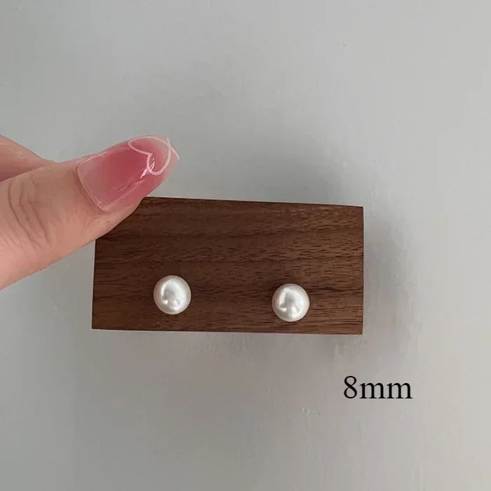 Fashion Geometric Irregular Round Metal Pearl Earrings for Women 2024 Minimalist Style Personality Earrings Trendy Jewelry Gift