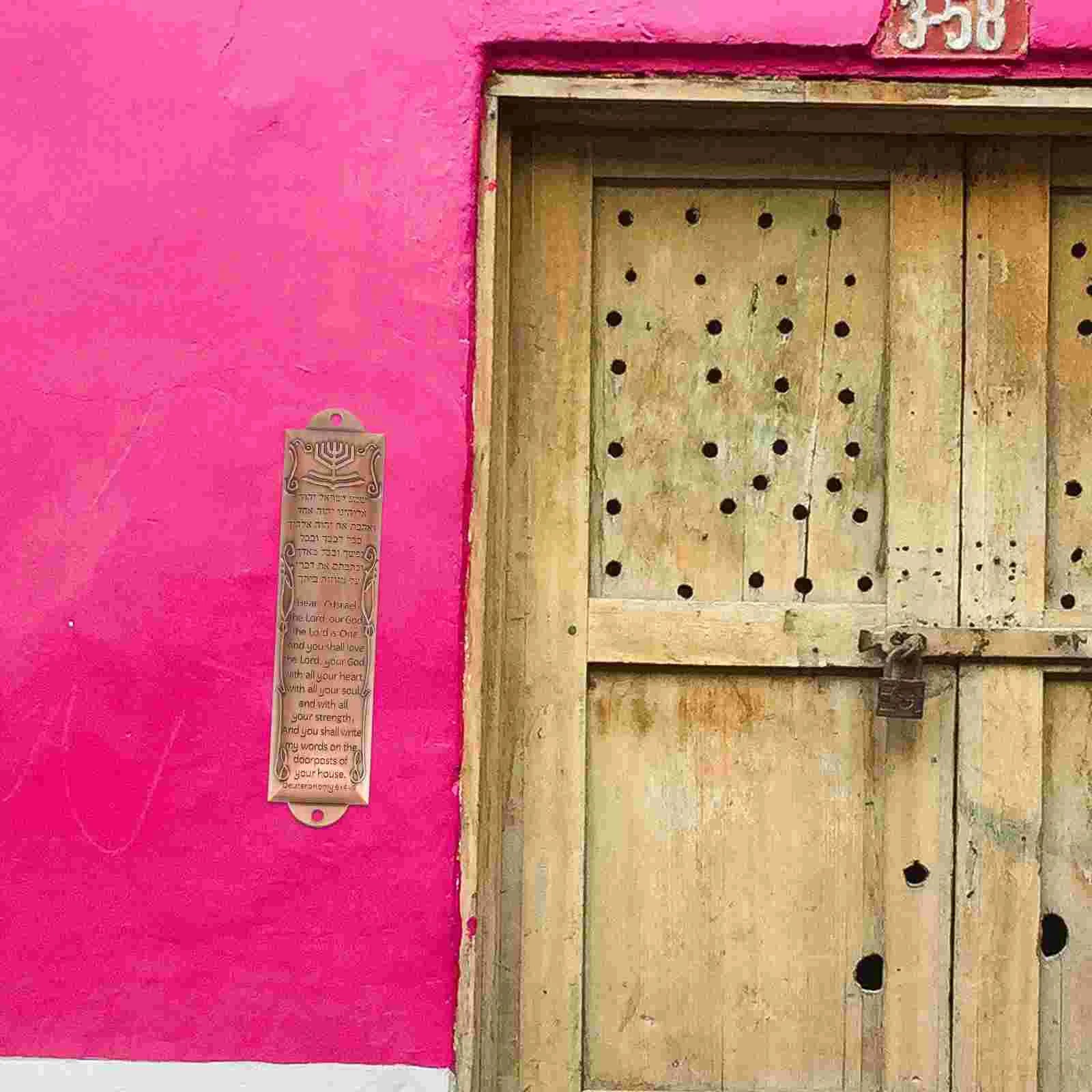 Metal Retro Mezuzah Scroll Religious Door Decor Judaica Figurines Miniatures Home Blessing Symbol Scripture House Mezuzah Jewish