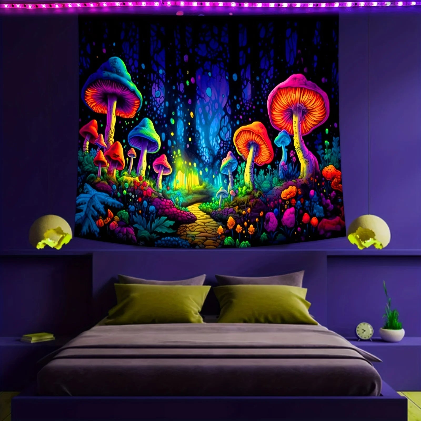 1Pcs 75x58cm Tree of Life Tapestry BlackLight Sun Moon Stars Galaxy Colorful Hippie Psychedelic Bedroom Dorm Decor Aesthetic