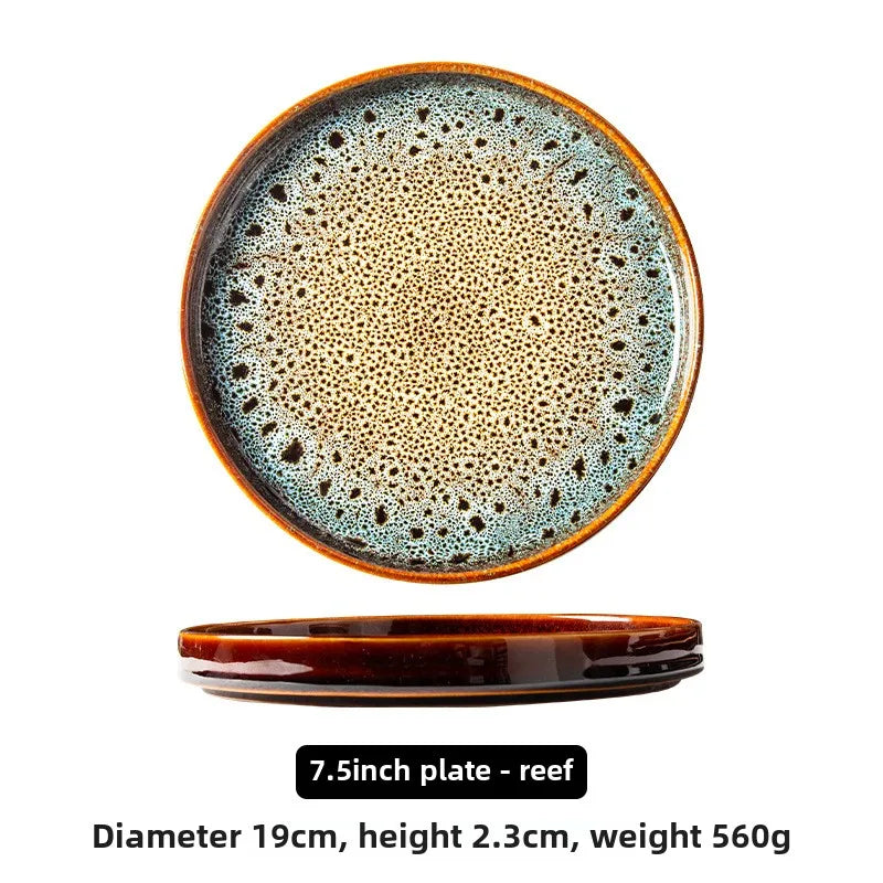 Ceramic household dish Ceramic dumpling plate ins high appearance level Western plate Japanese round tray