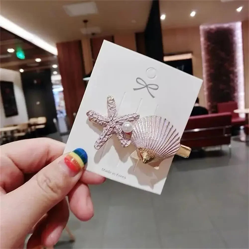 2PCS Starfish Sea Star Hairpin Natural Elegant Hair Clip Hairgrips Headwear Headdress Jewelry For Women Girls Hair Accessories