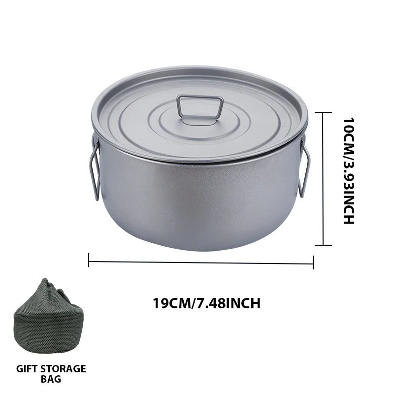 Outdoor Stockpot Large Capacity 1.8L Digester Titanium Pot Hanging Pot with Lid Ultra-light Portable Camping Hiking Backpack