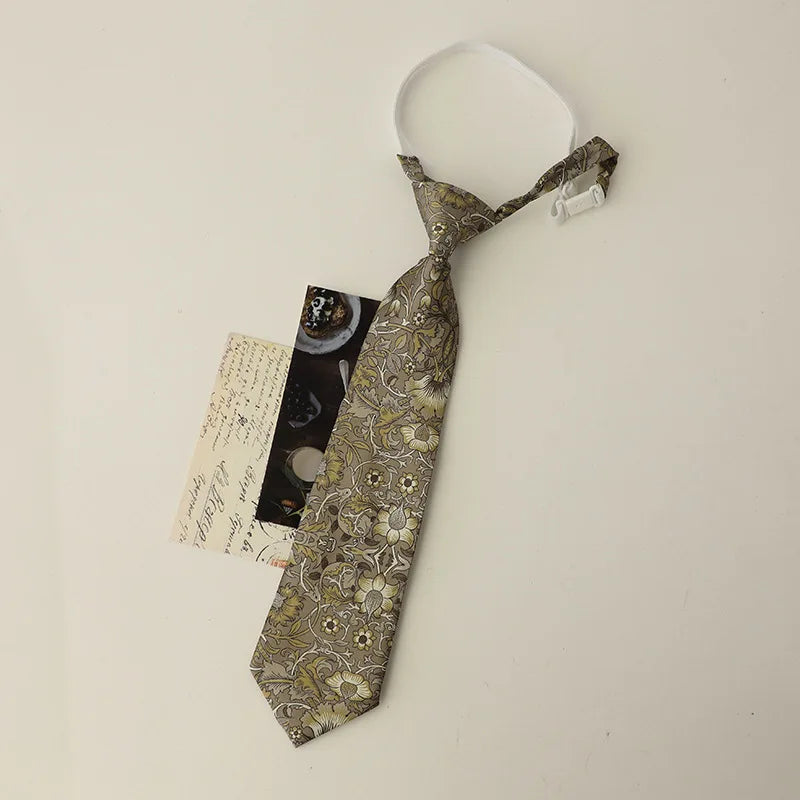 33cm Length Casual Trendy JK Ties Preppy Chic College Girl Short Necktie Polyester Floral Animal Printed Lazy-tie Vintage Cravat