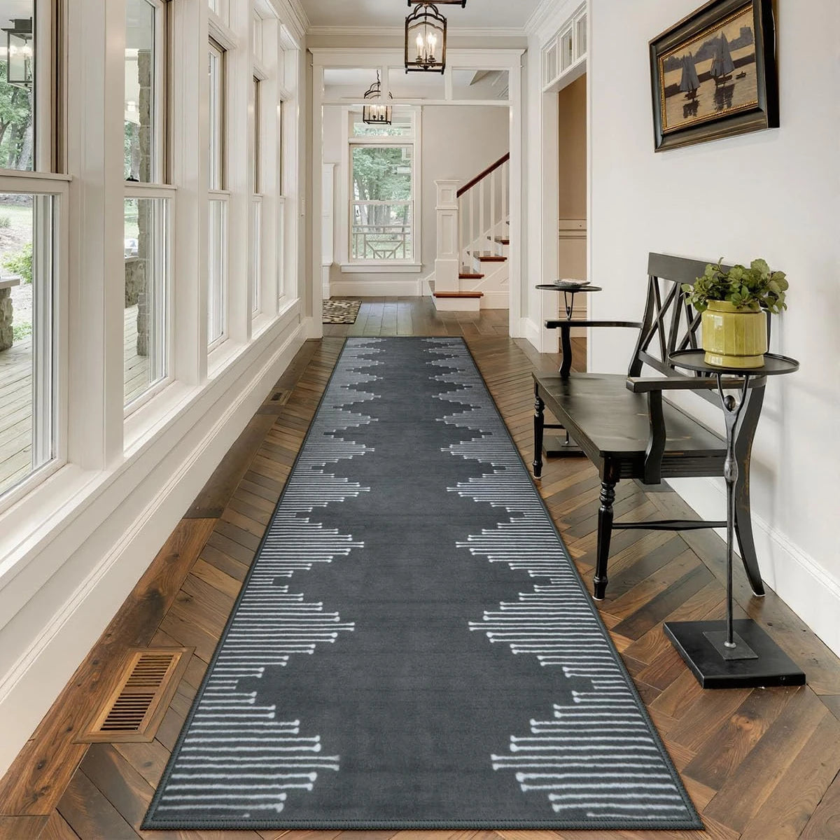 Long Rug for Hallway Home Black Corridor Nonslip Soft Carpet Dirt-resistance Machine Washable Kitchen Floor Mat Ковер Tapis 러그