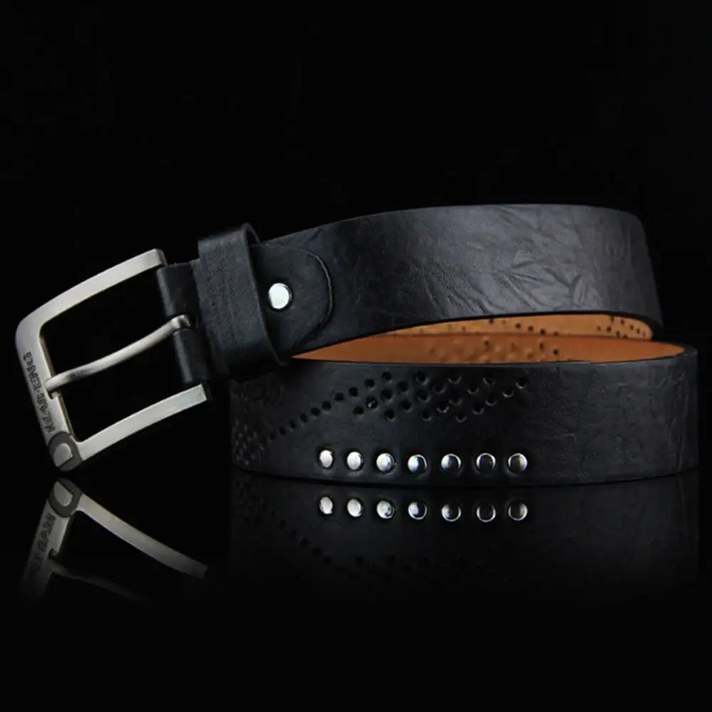 Simple Leather Men's Belt Luxury High Quality Classic Buckle Business Cowboy Vintage Waistband Alloy Belts