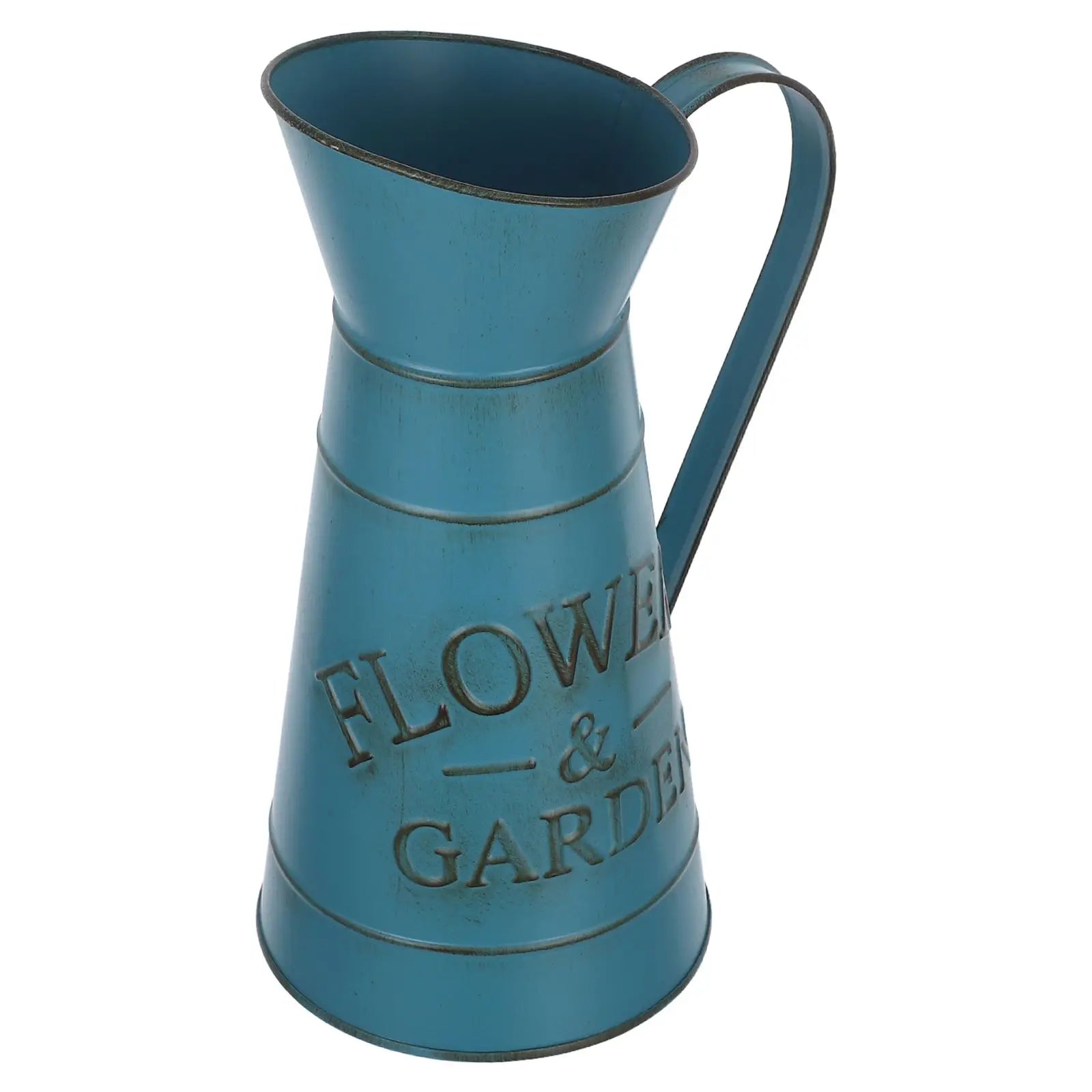 Retro Kettle Vase Blue Small Decorative Iron Pitcher for Home Office Balcony Flower Arrangement Gardening AccessoriesVintage