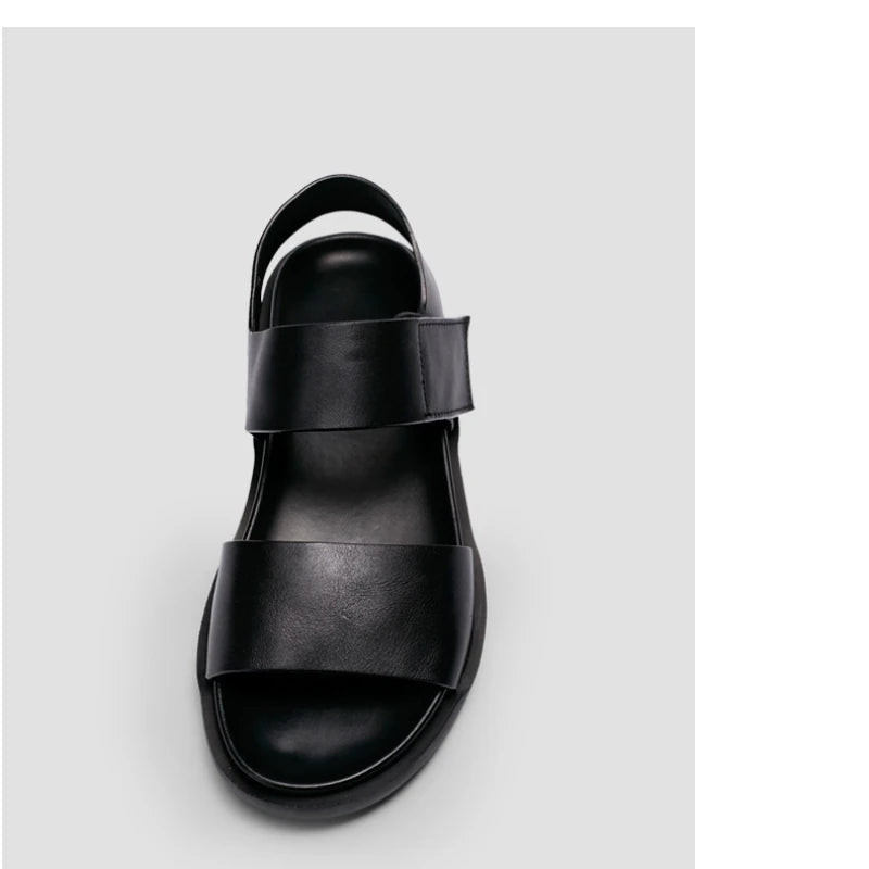 Luxury Genuine Leather Mens Sandals Summer New Handmade Quality Comfortable Classic 2025 Outdoor Daily Flat Social Shoes Man