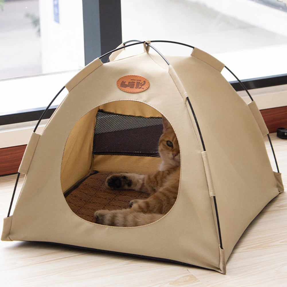 Pet Tent Bed  Cooling Pet Cat Tent Cave Outdoor Travel Cat Sleeping House Comfortable Puppy Bed Cat Nesk Kennel Pet Supplies