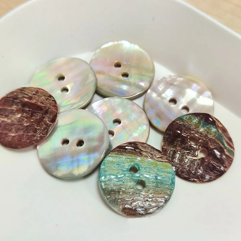 10Pcs Natural Abalone Pearl Shell Buttons for Clothing Sewing Accessories Scrapbooking DIY Garment 2-Holes Round Shell Button