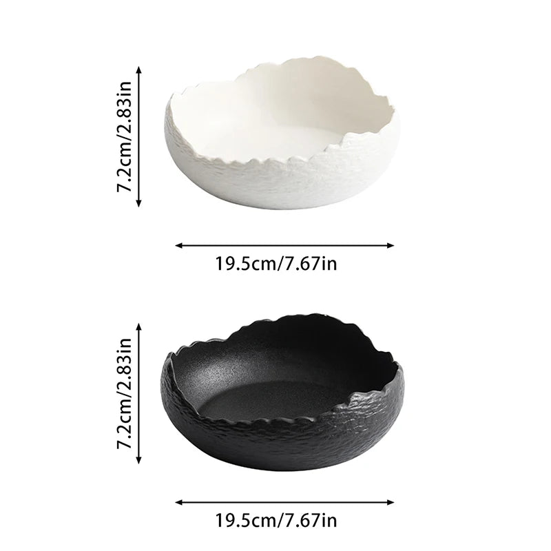 1Pc Irregular Ceramic Deep Plate Salad Plate Frosted Cold Dish Plate Fruit Salad Bowl Creative Western Dinner Plate Dessert Plate Suitable for Daily Meal, Light Salad Plate, Steak Plate, Pasta Plate