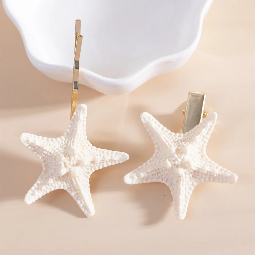 2PCS Starfish Sea Star Hairpin Natural Elegant Hair Clip Hairgrips Headwear Headdress Jewelry For Women Girls Hair Accessories