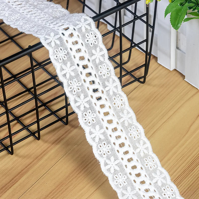 New off White pure cotton cloth Hollow out embroidery can pass ribbon lace women's clothes decoration fabric W155