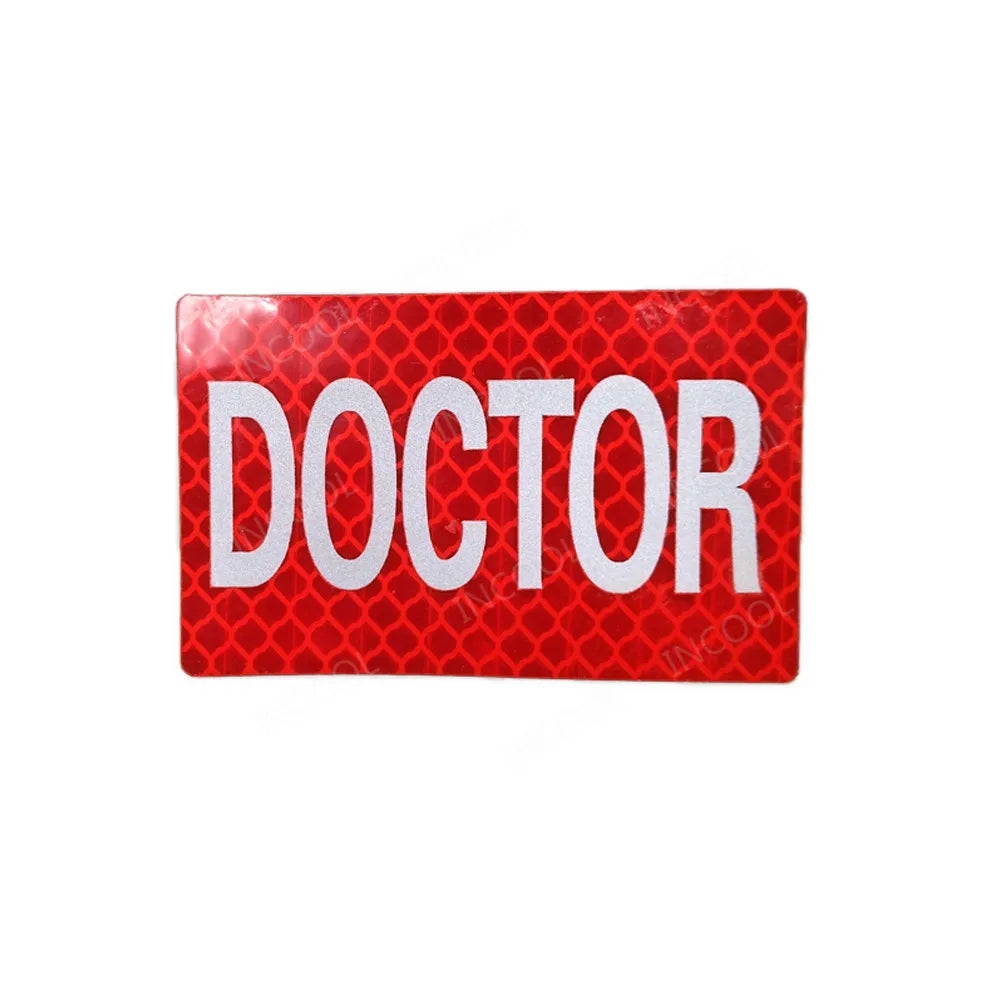 PRESS MEDIA INSTRUCTOR Doctor Nurse First Aid Staff IR Infrared Reflective Glow In Dark Patches Appliqued Embroidered Badges