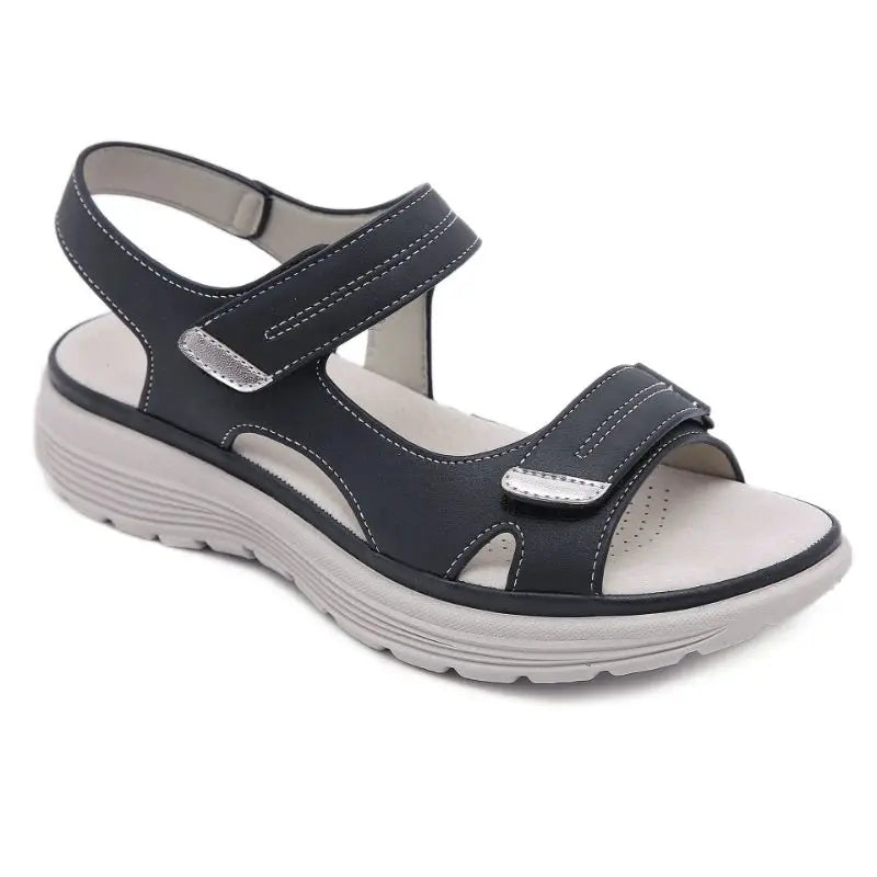 New Leather Sandals For Women In Women's Sports Style Wedge Light Velcro Slippers Comfortable Breathable And Versatile Casual