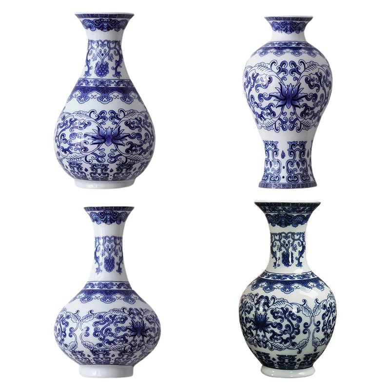 Ceramic Vase Antique Blue And White Porcelain Flower Container Home Living Room Decor Small Vase Wall Hanging Crafts Ornaments