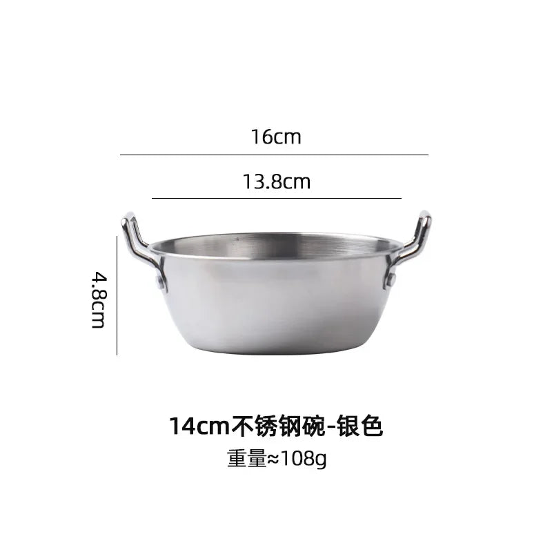 1pcs Stainless Steel Korean Style Pot Golden Sauce Dishes Appetizer Serving Dishes Sets Tray Spice Plates Kitchen Tableware