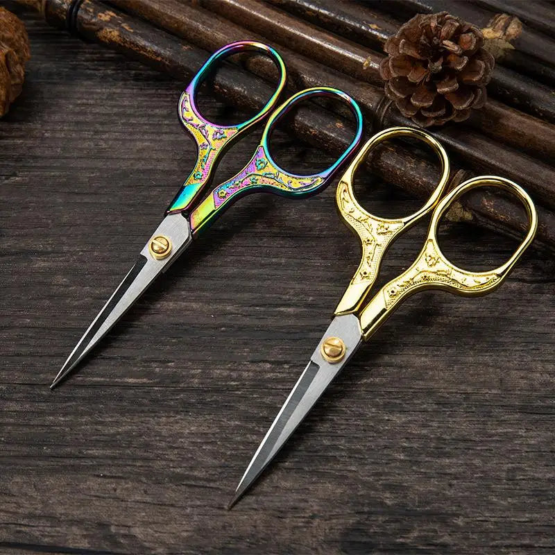 Small Vintage European Style Scissors Stainless Steel For Cross Stitch Cutting Embroidery Sewing Handcraft Craft DIY Art Work