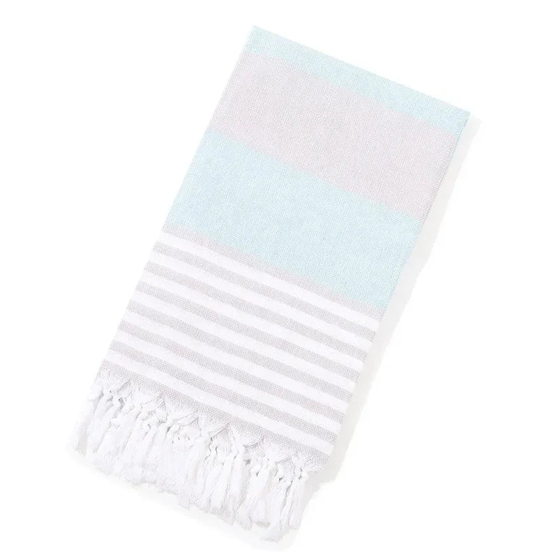 Cotton and Linen Striped Quick-drying Shawl European and American Popular Yarn-dyed Cotton Turkish Beach Towel with Tassels