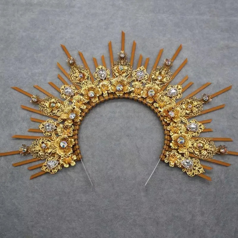 Gothic Crown Headband Goddess Halo Halloween Costume Headwear Party Cosplay Headgear Jewelry Accessories