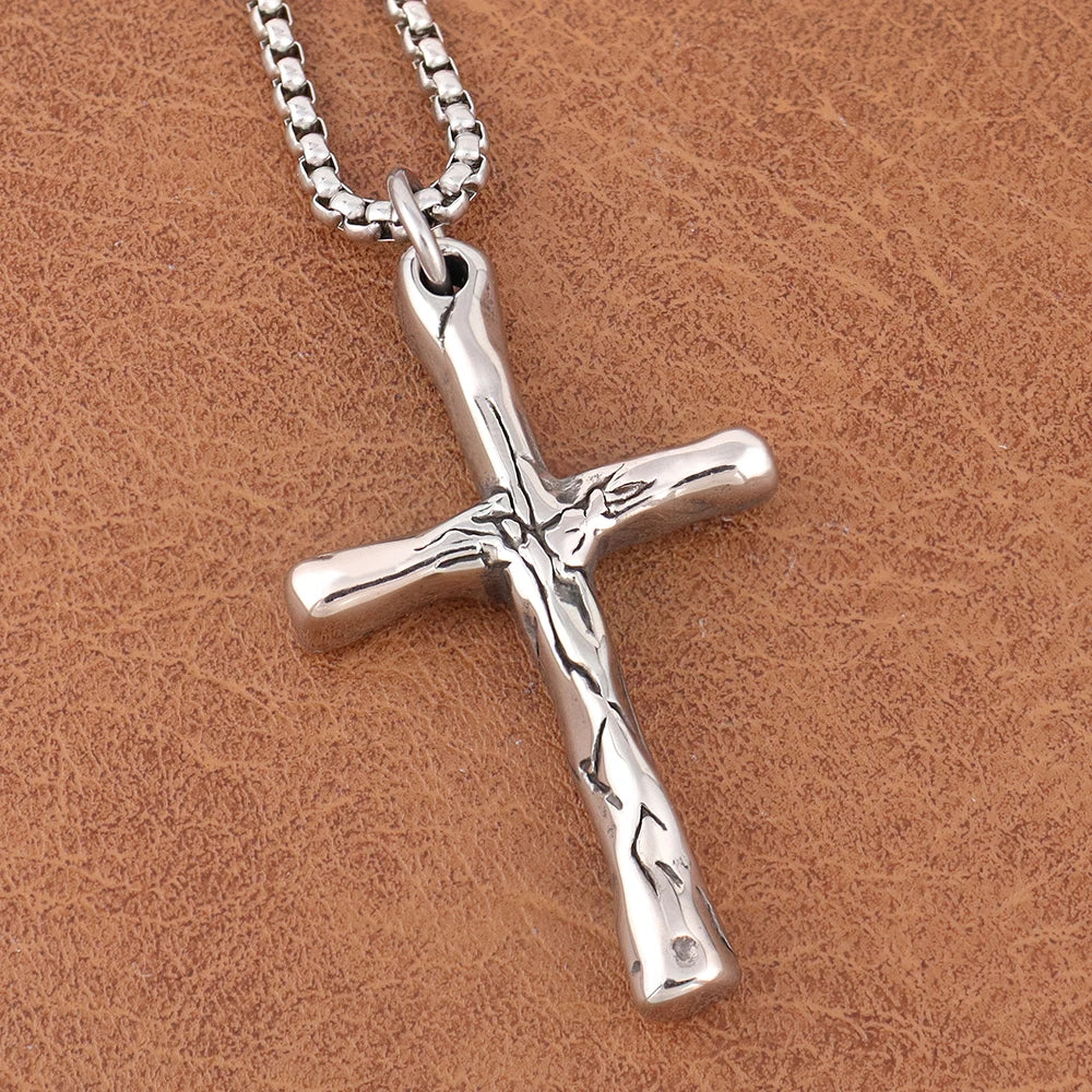 New Simple Cross Pendant Chain for Men Women Popular Charm Stainless Steel Christian Necklace Vintage Religion Jewelry Wholesale