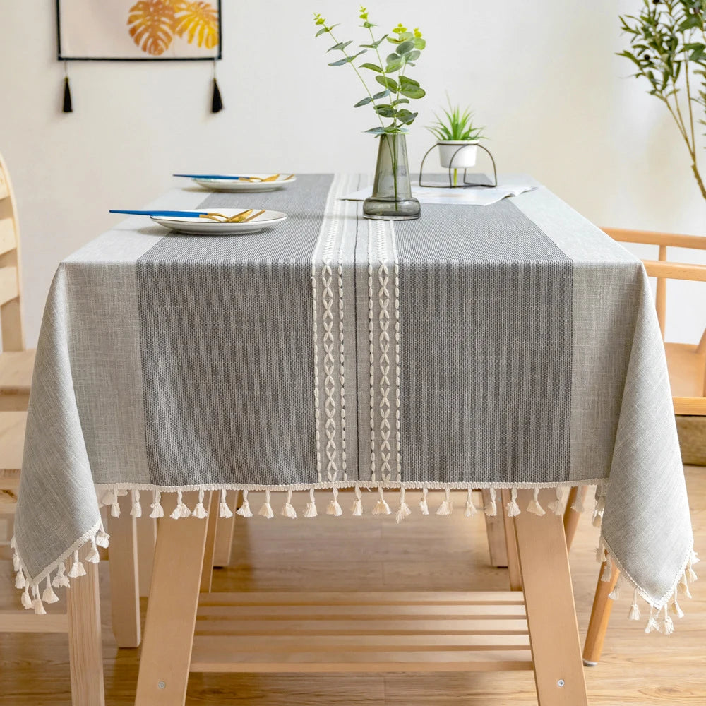 Battilo Linen Cotton Tablecloth Round Rectangular Table Cloth Waterproof Table Cover for Dining Coffee Table Kitchen Decoration