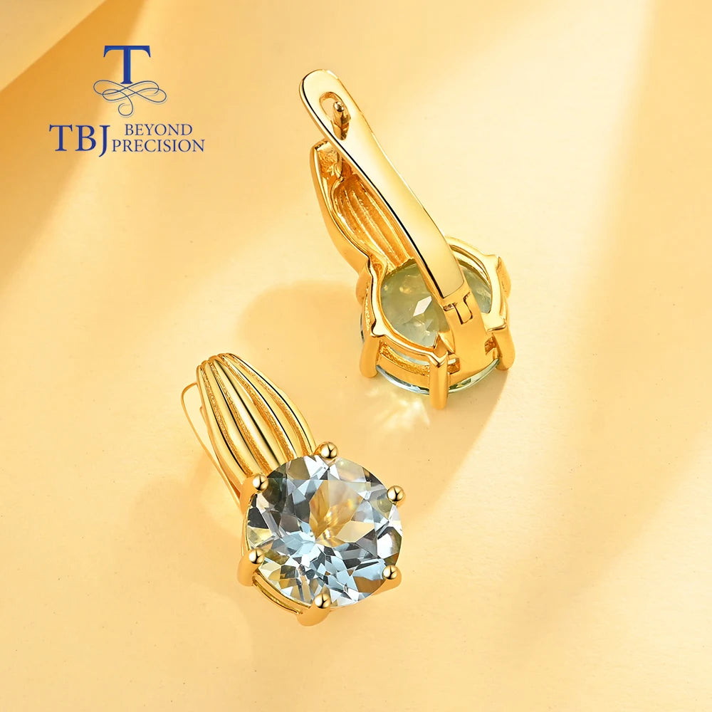 Vintage design natural sky blue Topaz earrings for women 925 sterling silver fashion jewelry daily wear