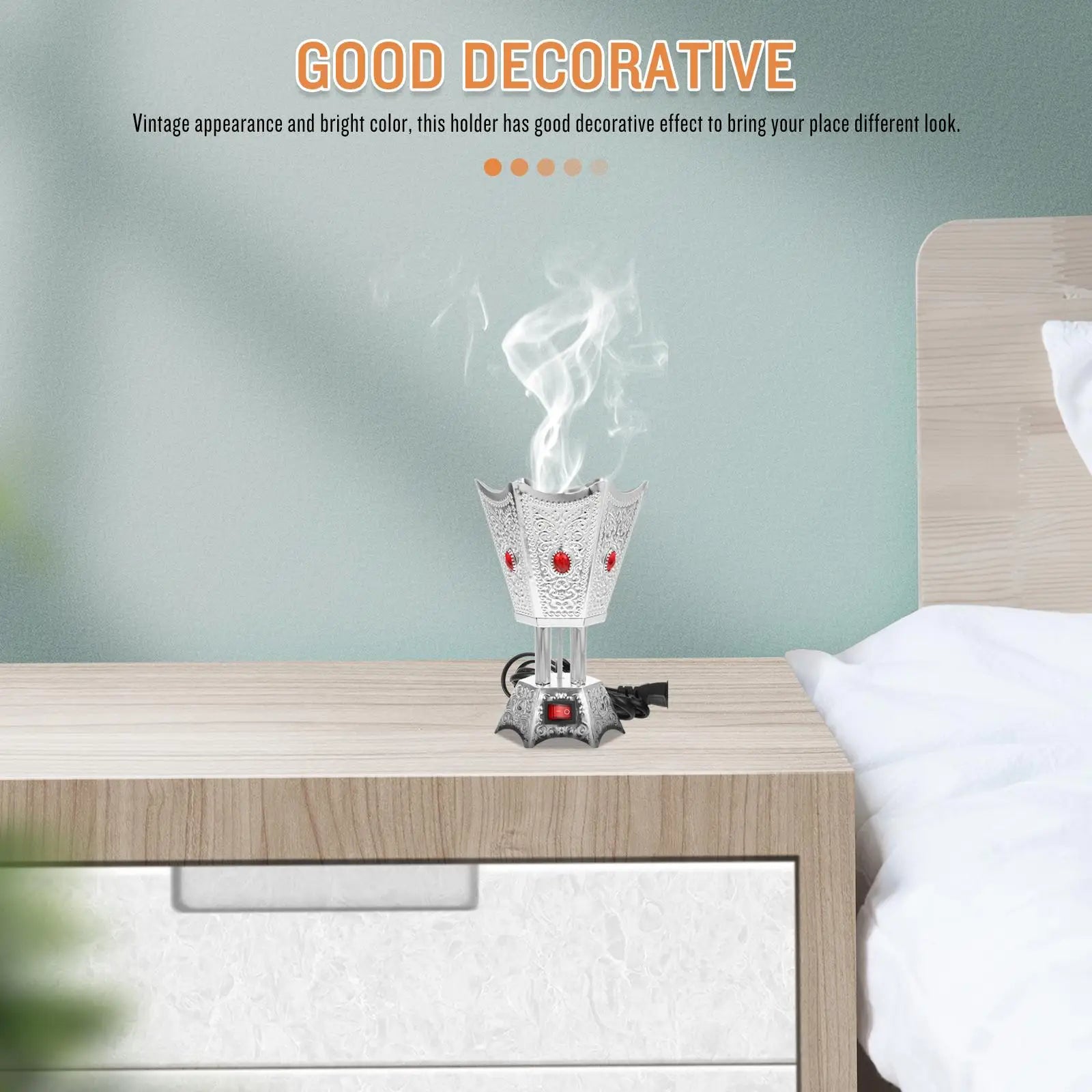 Electric Incense Burner Resin Burners Bakhoor Plug Charcoal Vintage Bright Decorative Effect Relaxing Resting Time