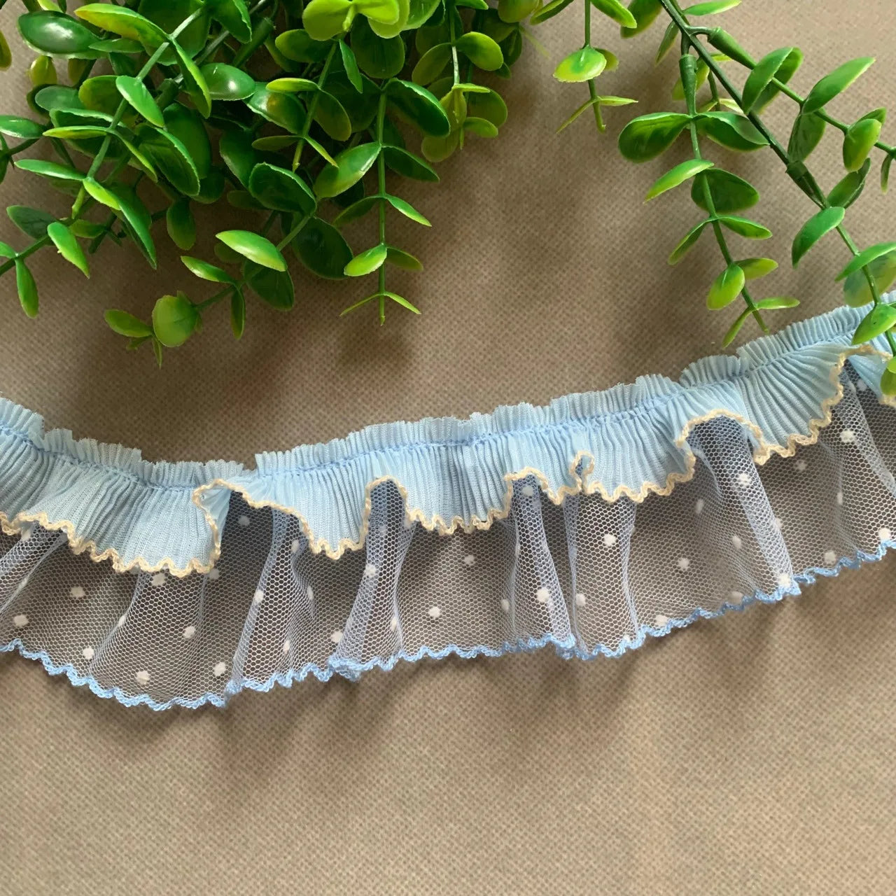 2yards 6cm wide Double fold lace Frilled Embroidery Cloth Lace Trim for DIY Crafts Costume Sewing Accessories Blue Lace Fabric