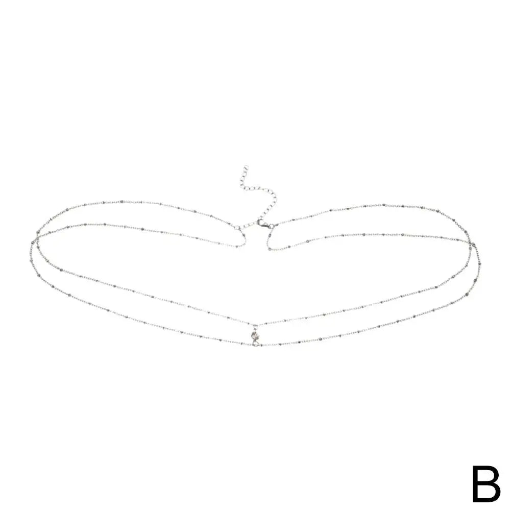 Simple Double Layer Bead Chain Ladies Waist Belly Chain Belly Belt Chain Women Fashion Body Jewelry Spring Summer Gifts