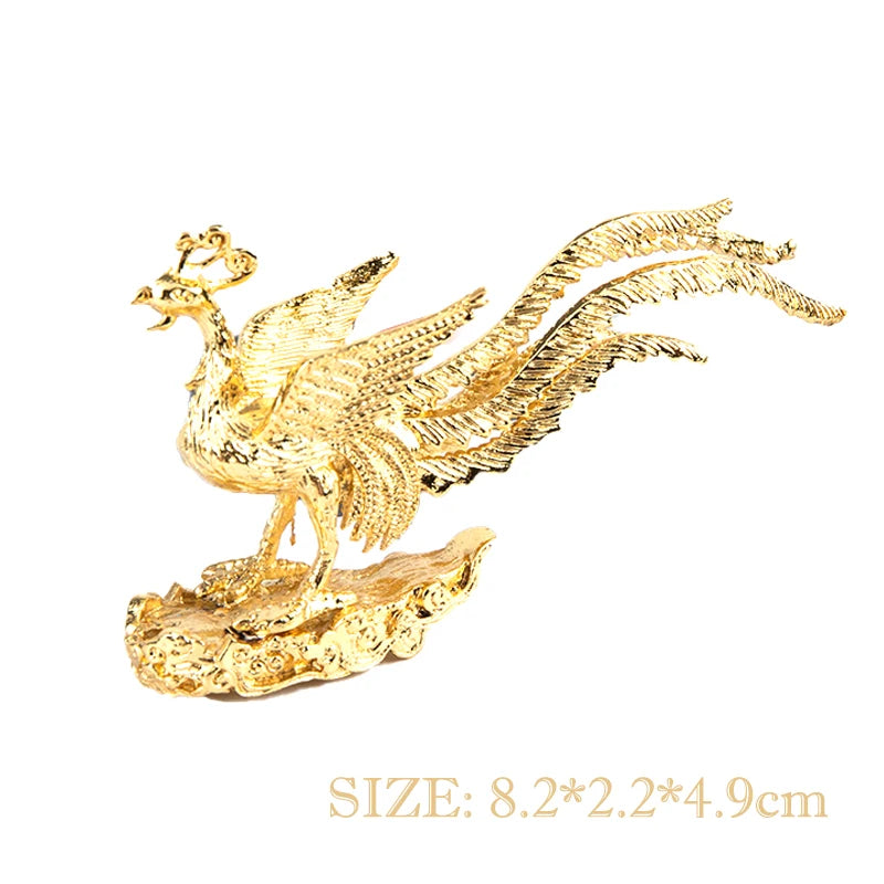 Chinese Beast Dragon Phoenix Statue Bronze Figurine Ornaments Antique Copper Mythical Animal Miniature Home Decoration Crafts