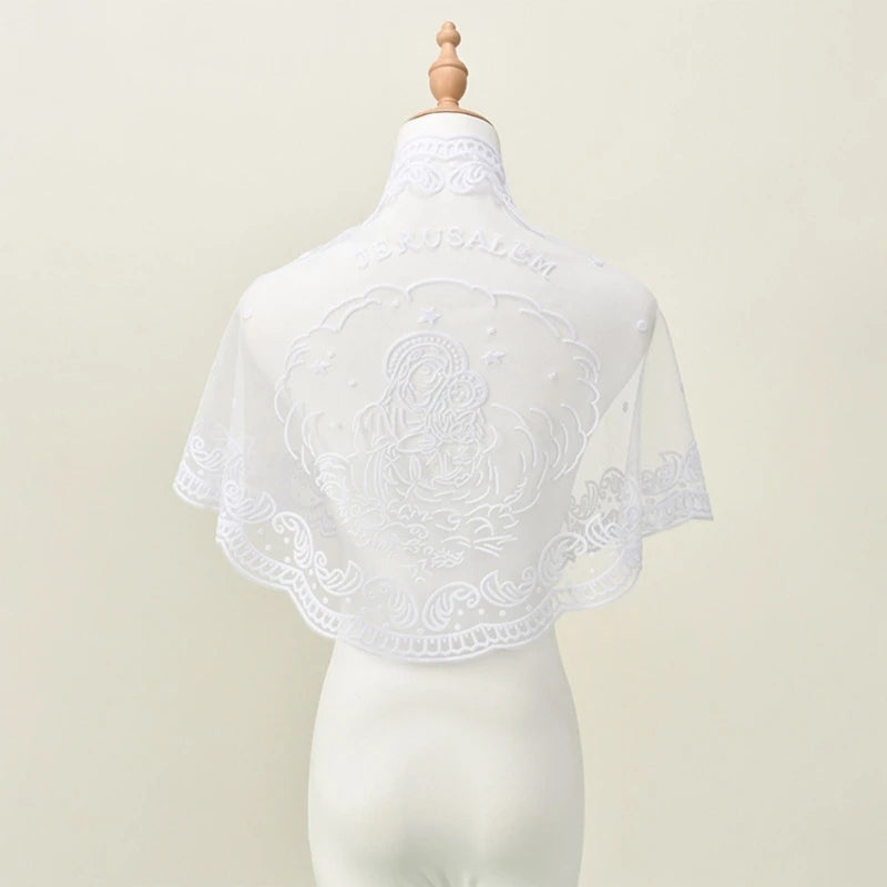 Classical Catholic Shawl Triangular Scarf Headband with Delicate Stitching for Prayer Gatherings and Fashion Accessories