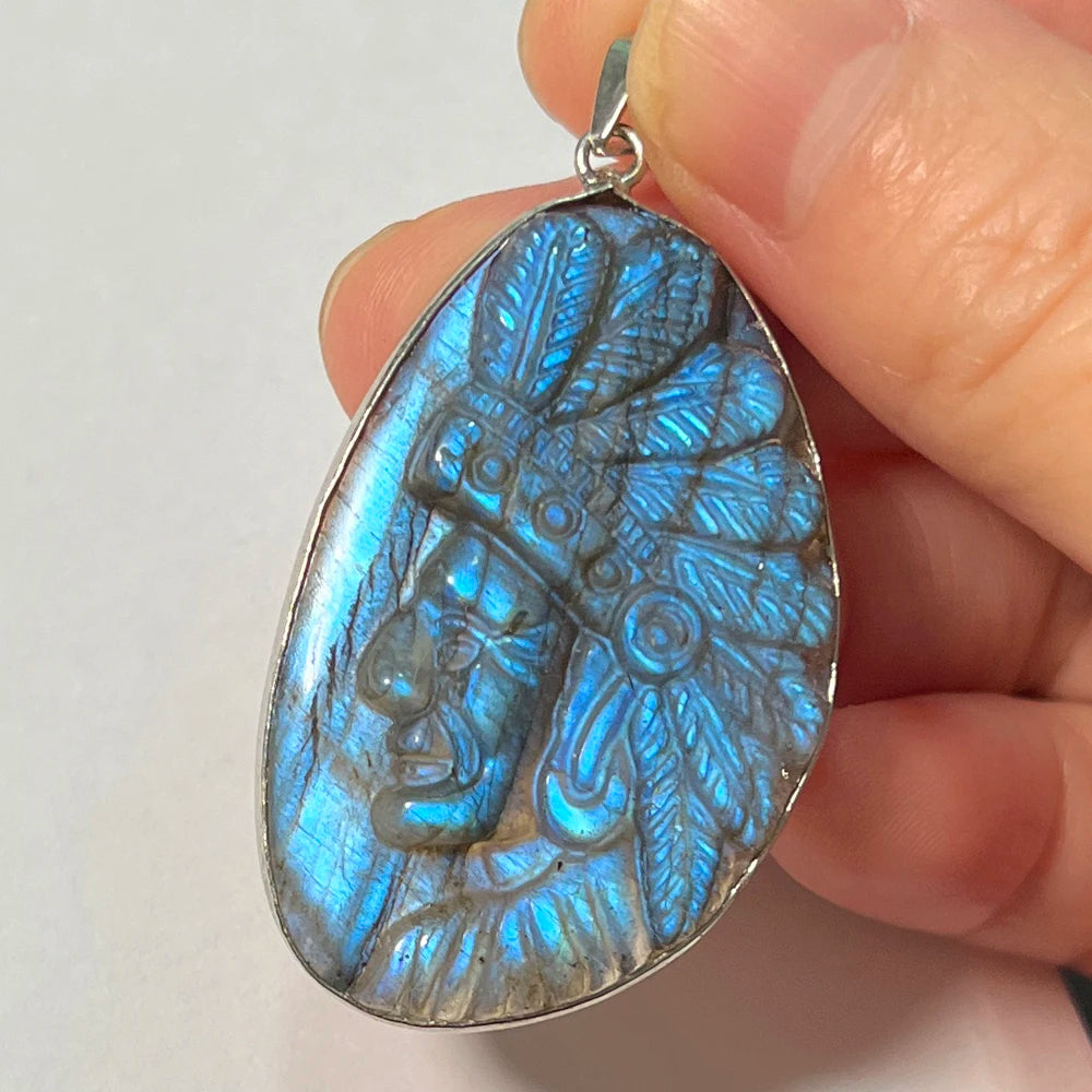 Gem Pendant Natural Stone Irregular Shape Bead Purple Blue Labradorite Necklace Pendant for Women Men Jewelry Gift 1Pcs