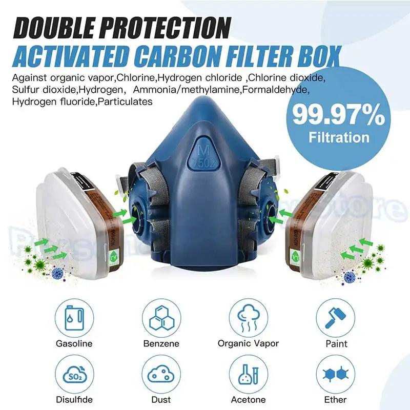 18in1 7502 Dust Gas Respirator Half Face Dust Mask For Painting Spraying Organic Vapor Chemical Gas Filter Work Safety For 3M