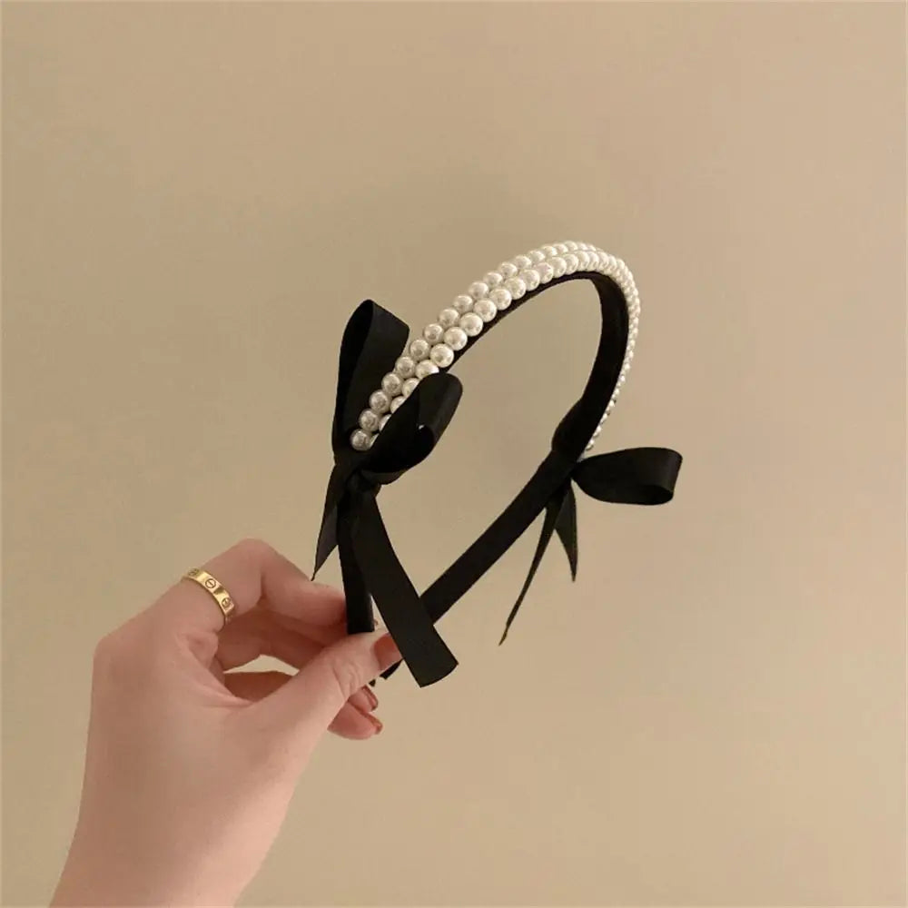 Hair Accessories Headwear Cute Pearl Bow Bezel Headband Hairband Hair Hoop Hair Bands