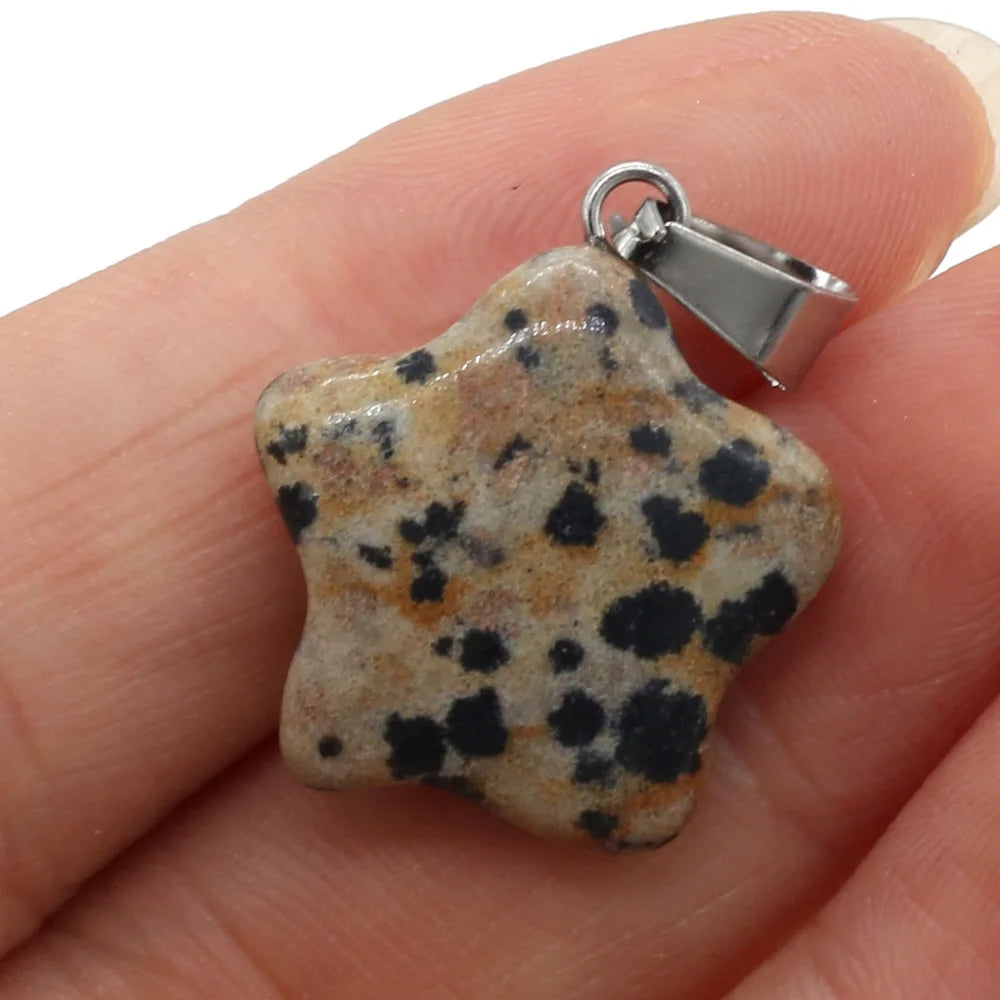 Natural Stone Pendant Rose Quartzs Agate Unakite Pentagram Shape Charms For Making DIY Jewelry Necklace Bracelet Size 20x20mm